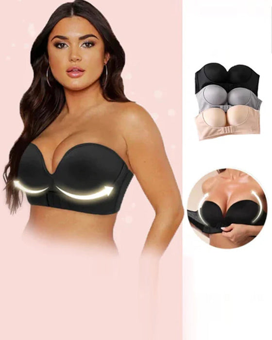 Strapless bra with front buckle