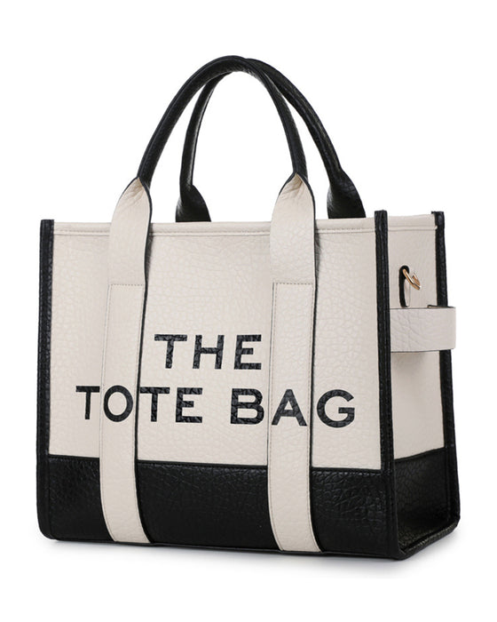 Two-color stitching fashion tote bag