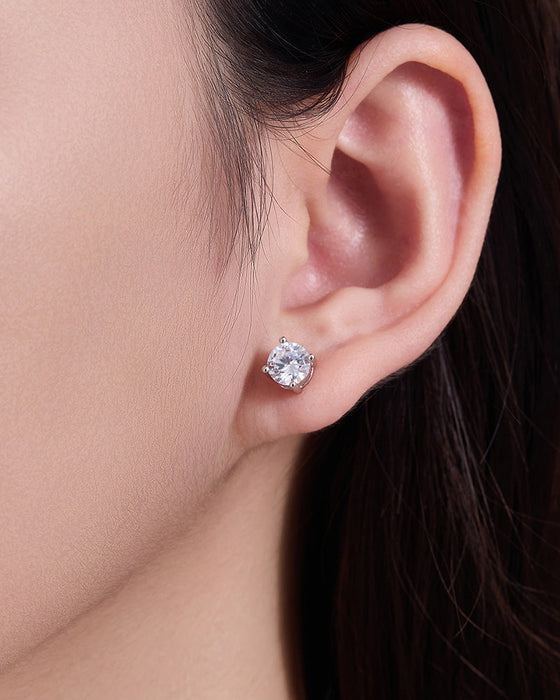 Classic round zircon stud earrings