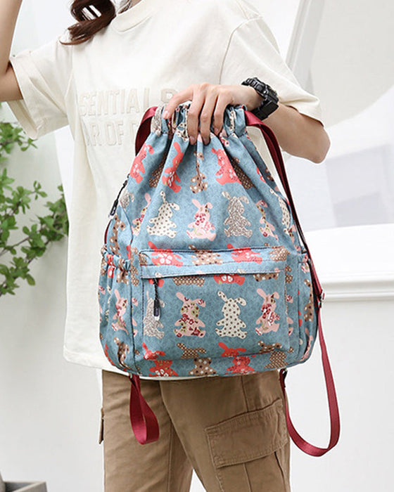 Ethnic style drawstring shoulder bag