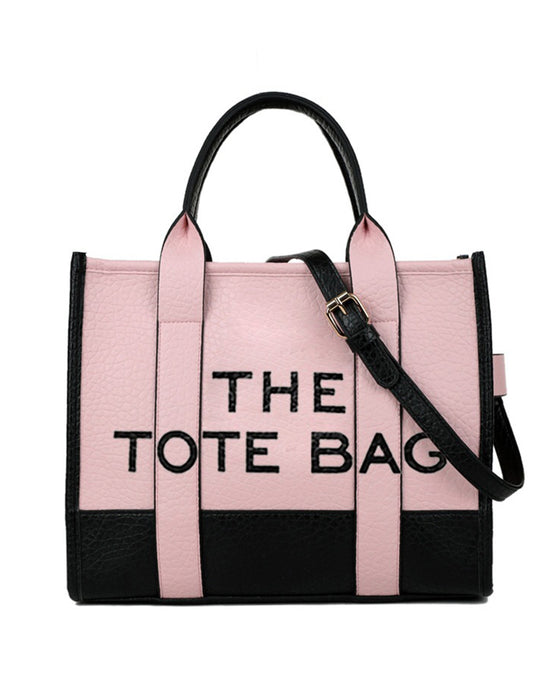 Two-color stitching fashion tote bag