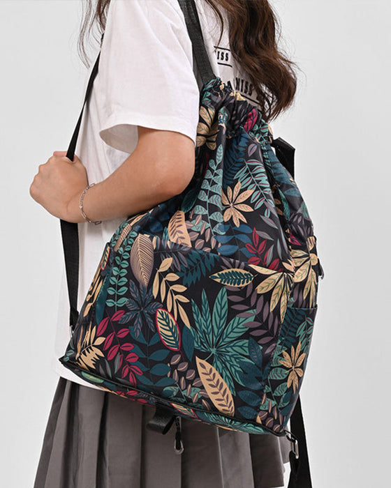 Ethnic style drawstring shoulder bag