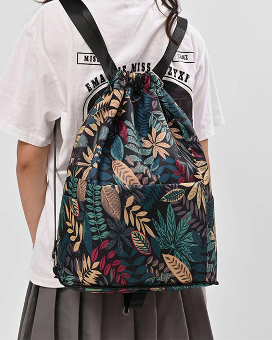 Ethnic style drawstring shoulder bag