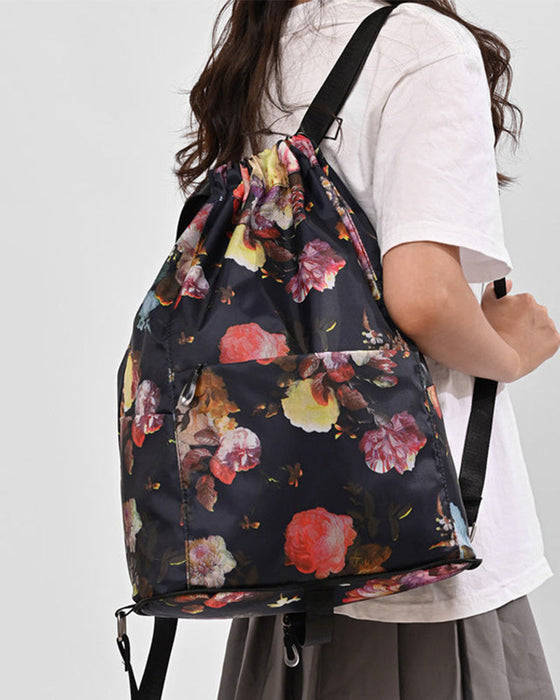 Ethnic style drawstring shoulder bag