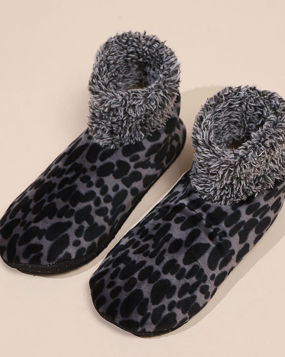 Winter leopard print plush floor socks