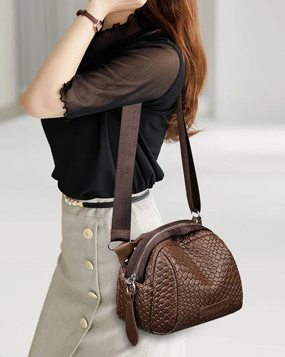 Woven shell shoulder bag