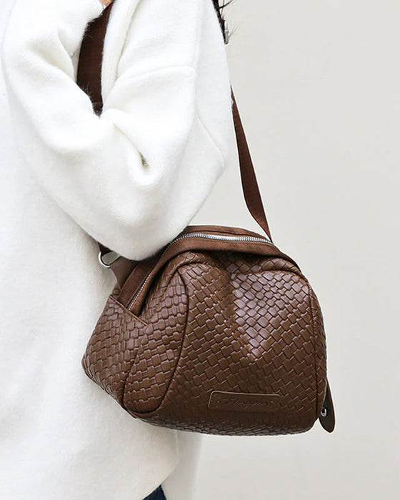 Woven shell shoulder bag