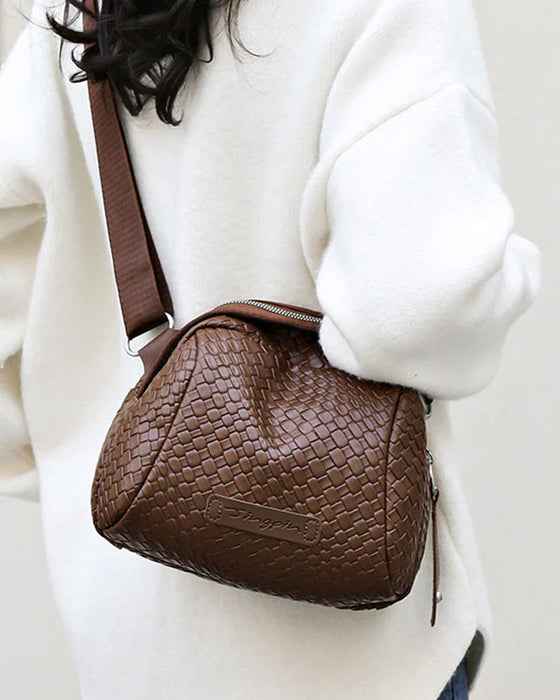 Woven shell shoulder bag