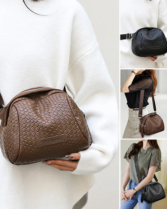 Woven shell shoulder bag