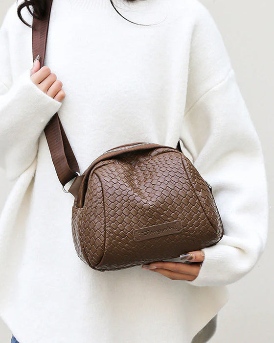 Woven shell shoulder bag