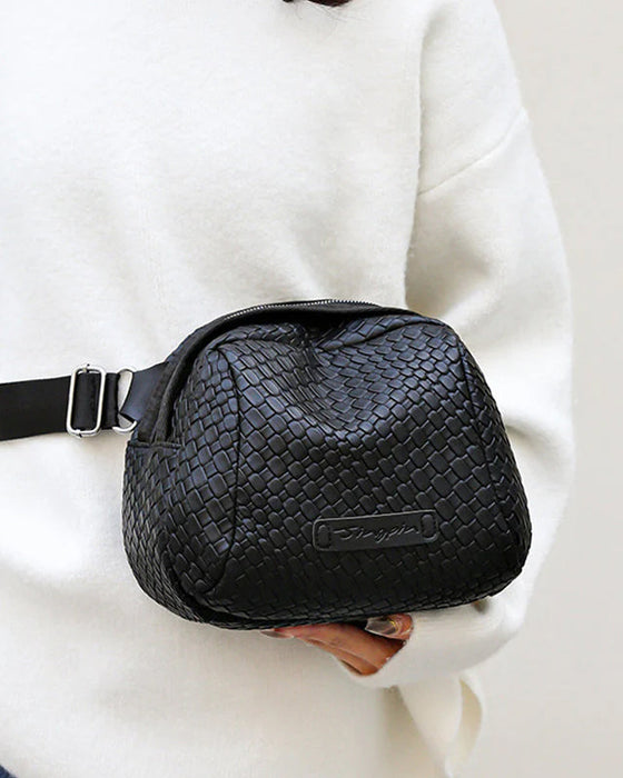 Woven shell shoulder bag