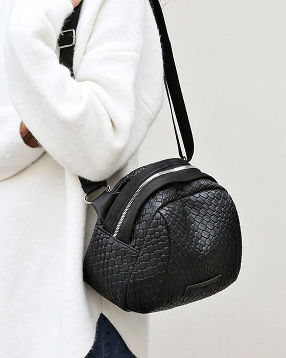 Woven shell shoulder bag