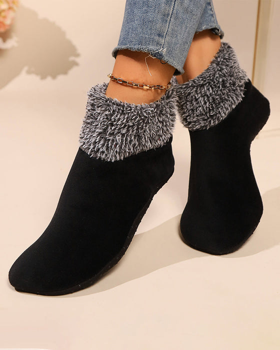 Plush high-top anti-slip floor socks