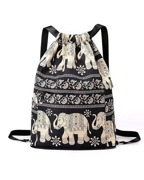 Ethnic style drawstring shoulder bag