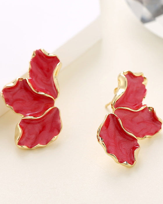 Maple leaf oil drop flower earrings