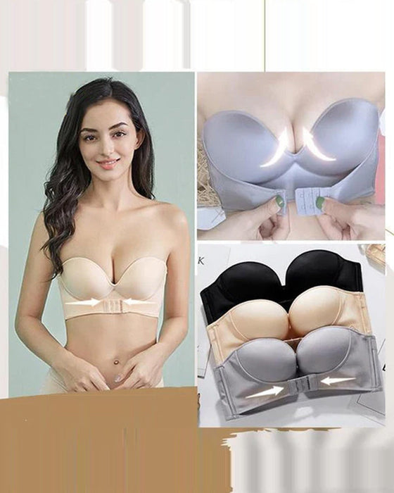 Strapless bra with front buckle