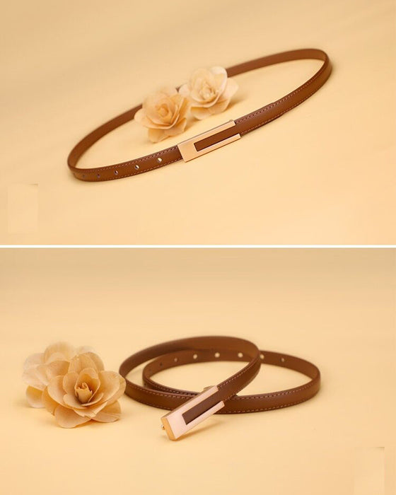 Simple retro solid color thin belt