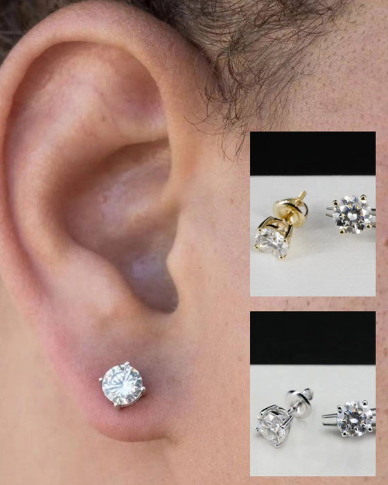 Classic round zircon stud earrings