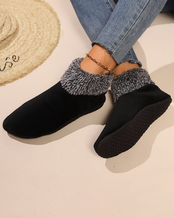 Plush high-top anti-slip floor socks