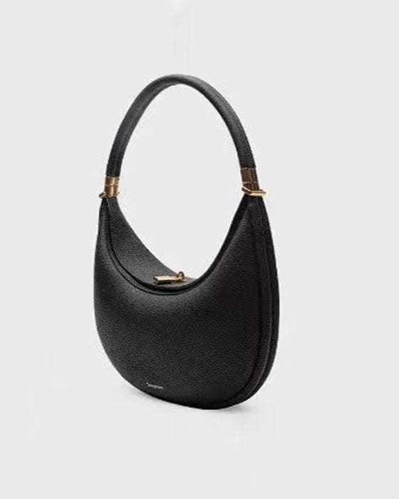 Solid color elegant crescent shape underarm shoulder bag