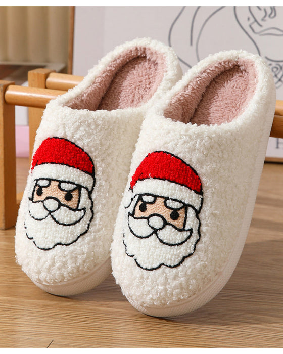 Home printed plush warm slippers