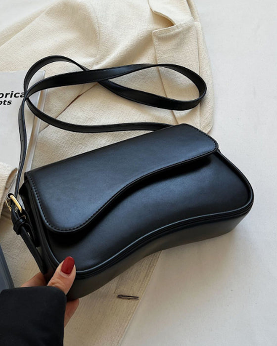 Simple solid color flip cover magnetic buckle shoulder bag