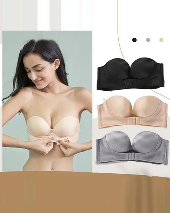 Strapless bra with front buckle