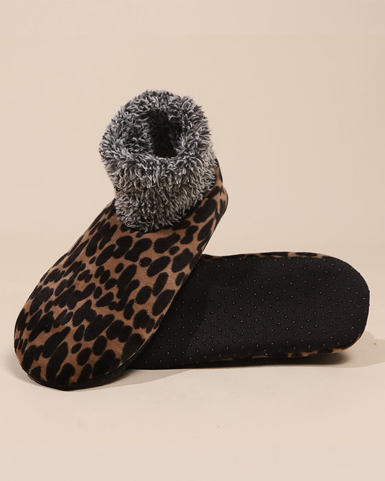 Winter leopard print plush floor socks