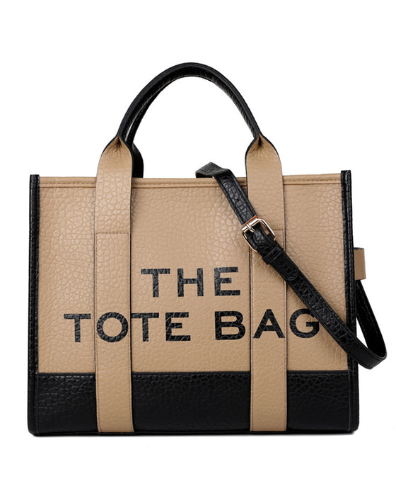 Two-color stitching fashion tote bag