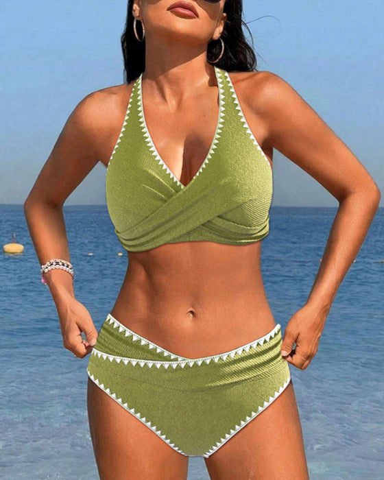 Plisserad halterneck simple holiday bikini