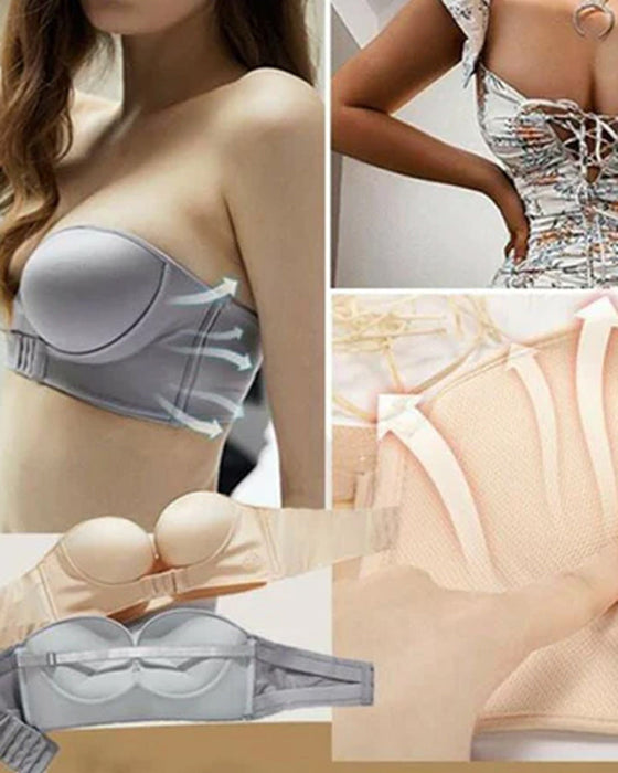 Strapless bra with front buckle