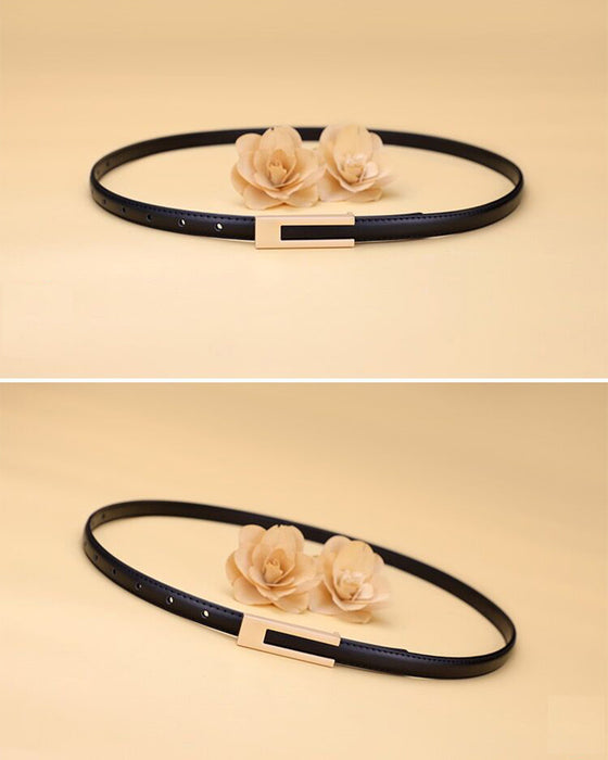 Simple retro solid color thin belt