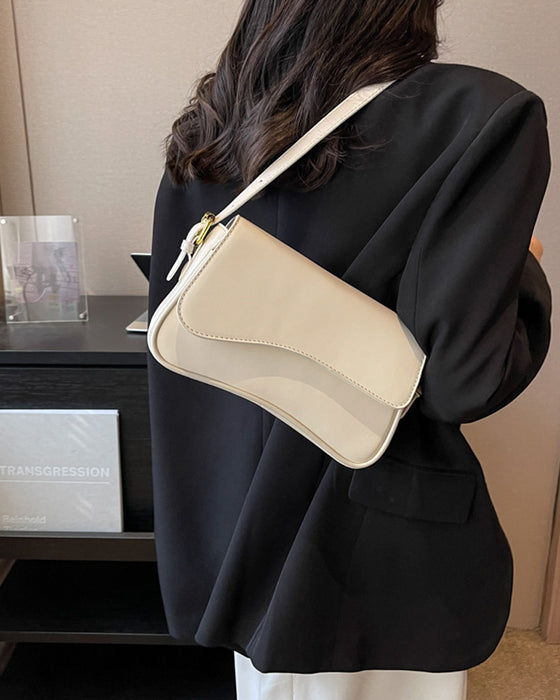 Simple solid color flip cover magnetic buckle shoulder bag