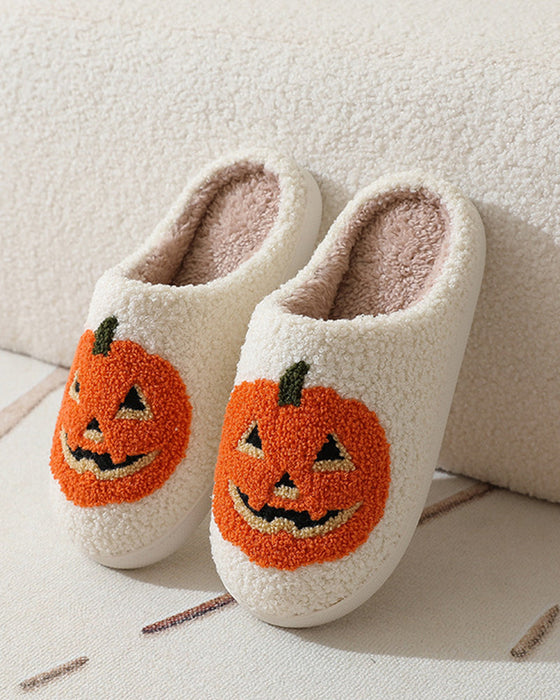 Home printed plush warm slippers