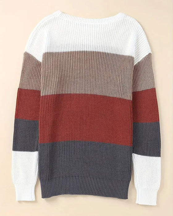 Casual colourblock långärmad tröja med rund hals