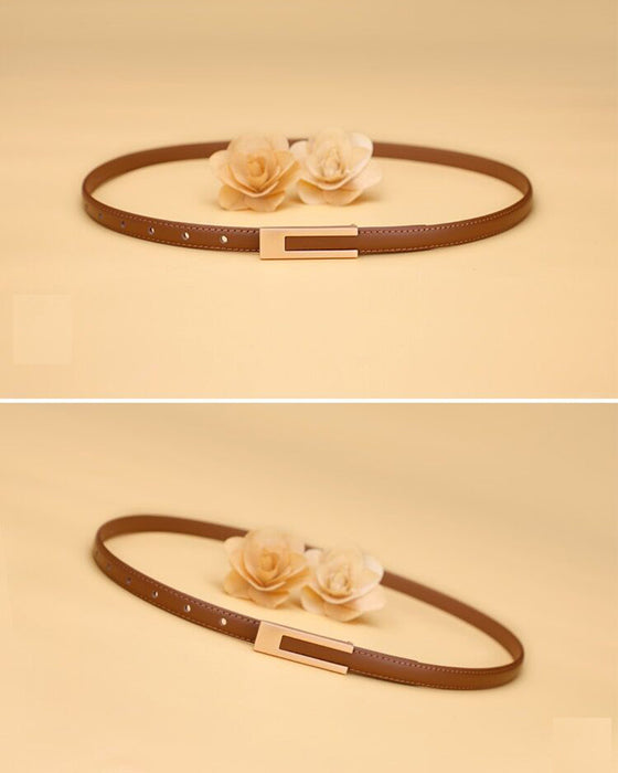 Simple retro solid color thin belt