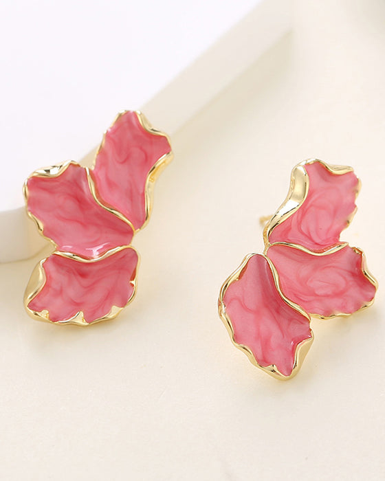 Maple leaf oil drop flower earrings