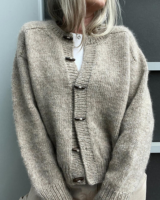 Enkelknäppt enfärgad casual cardigan