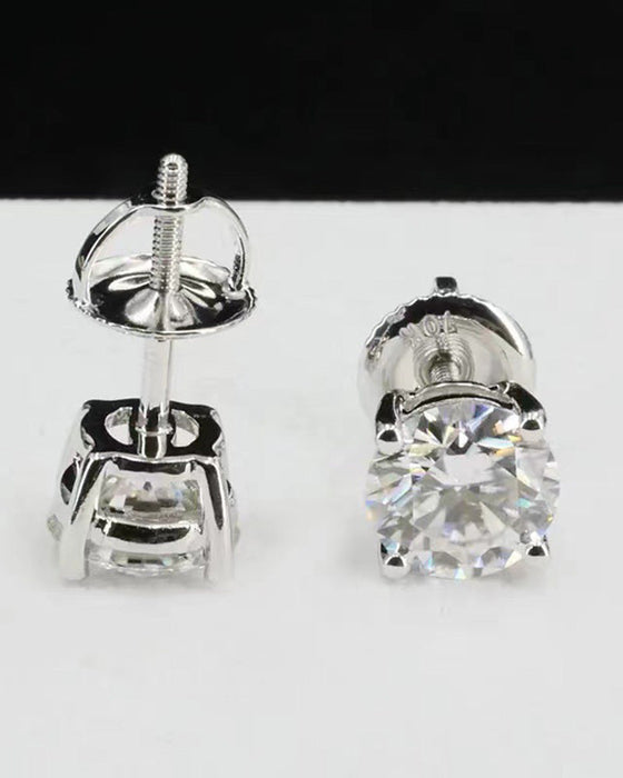 Classic round zircon stud earrings