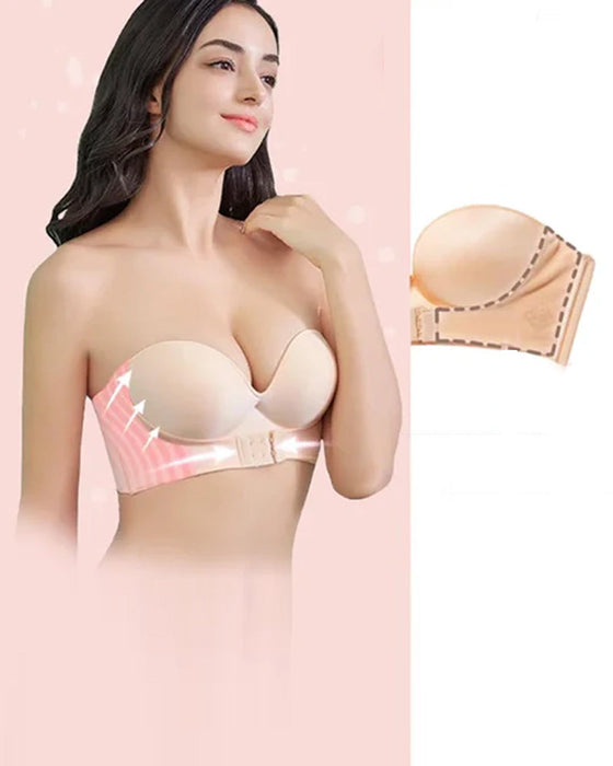 Strapless bra with front buckle