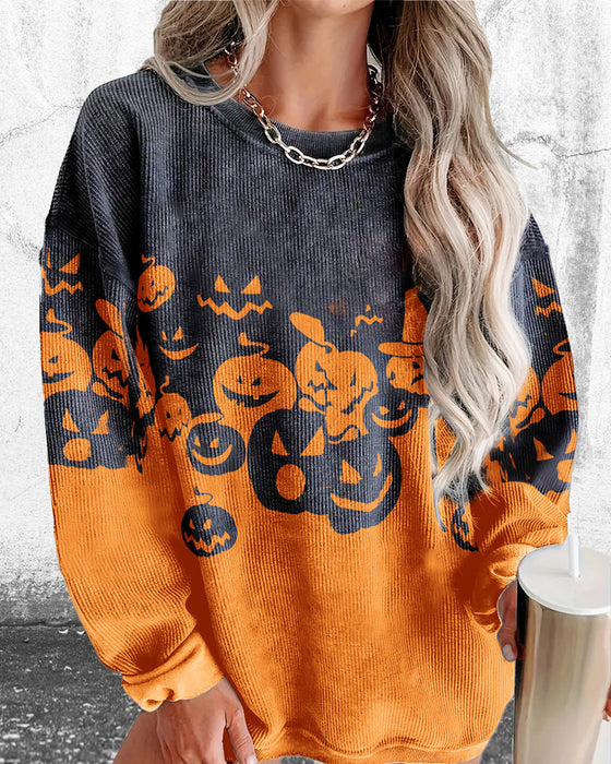 Ghost pumpa print crew neck casual sweatshirt