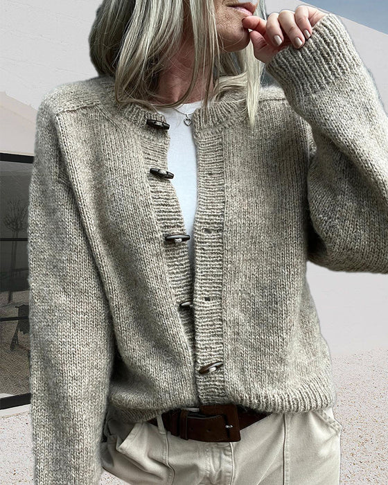 Enkelknäppt enfärgad casual cardigan