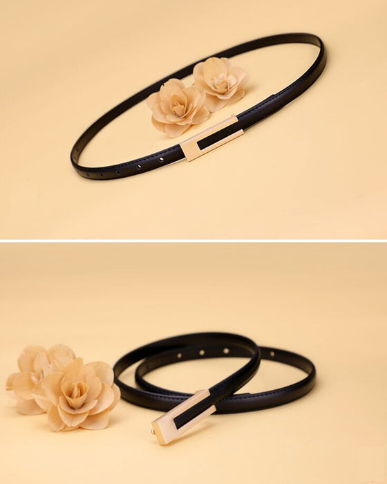 Simple retro solid color thin belt