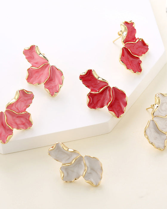 Maple leaf oil drop flower earrings