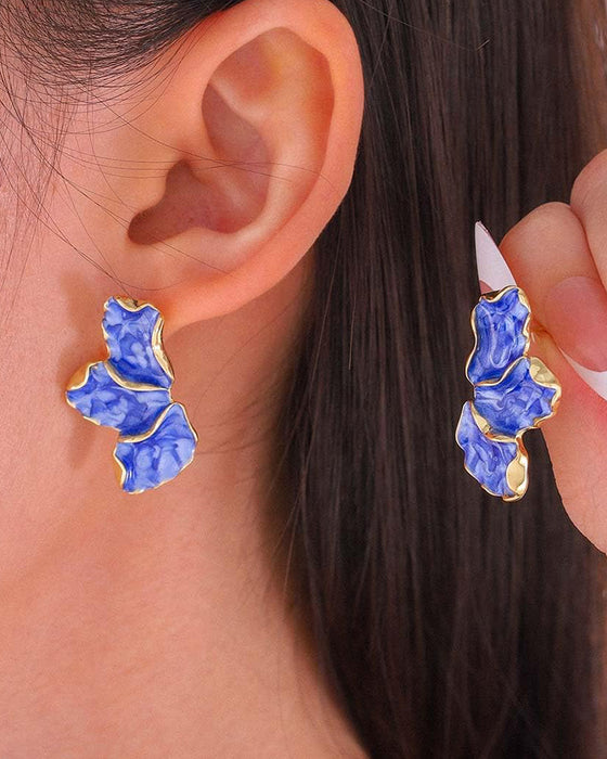 Maple leaf oil drop flower earrings