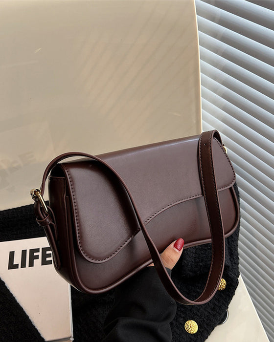 Simple solid color flip cover magnetic buckle shoulder bag