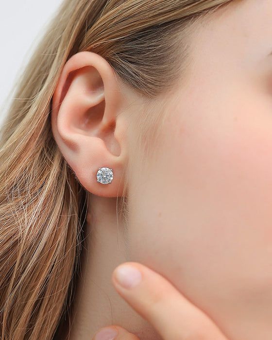 Classic round zircon stud earrings