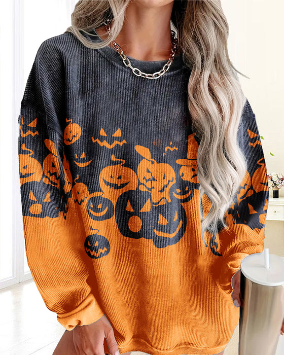 Ghost pumpa print crew neck casual sweatshirt