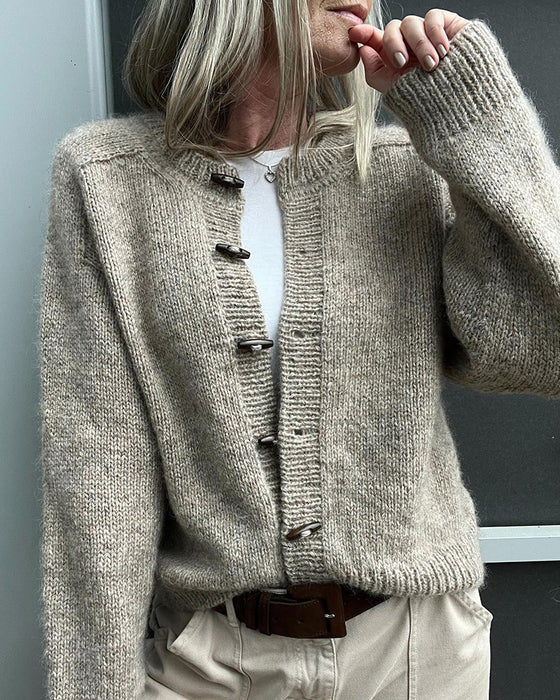 Enkelknäppt enfärgad casual cardigan