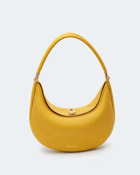 Solid color elegant crescent shape underarm shoulder bag